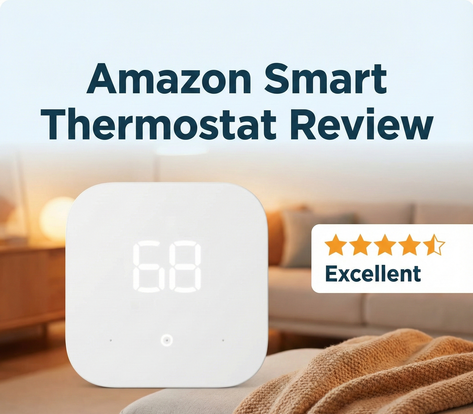 Amazon Smart Thermostat installed on a modern grey wall