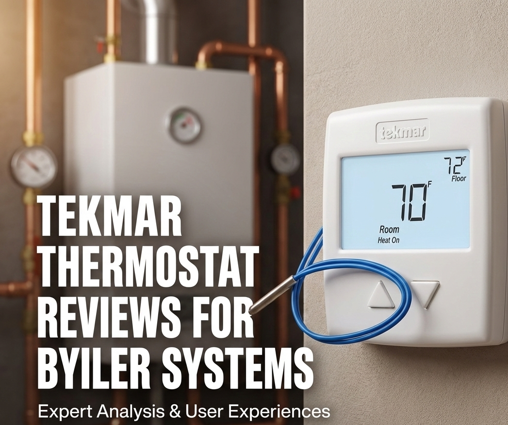 Tekmar Thermostat installed on a wall controlling a hydronic boiler system