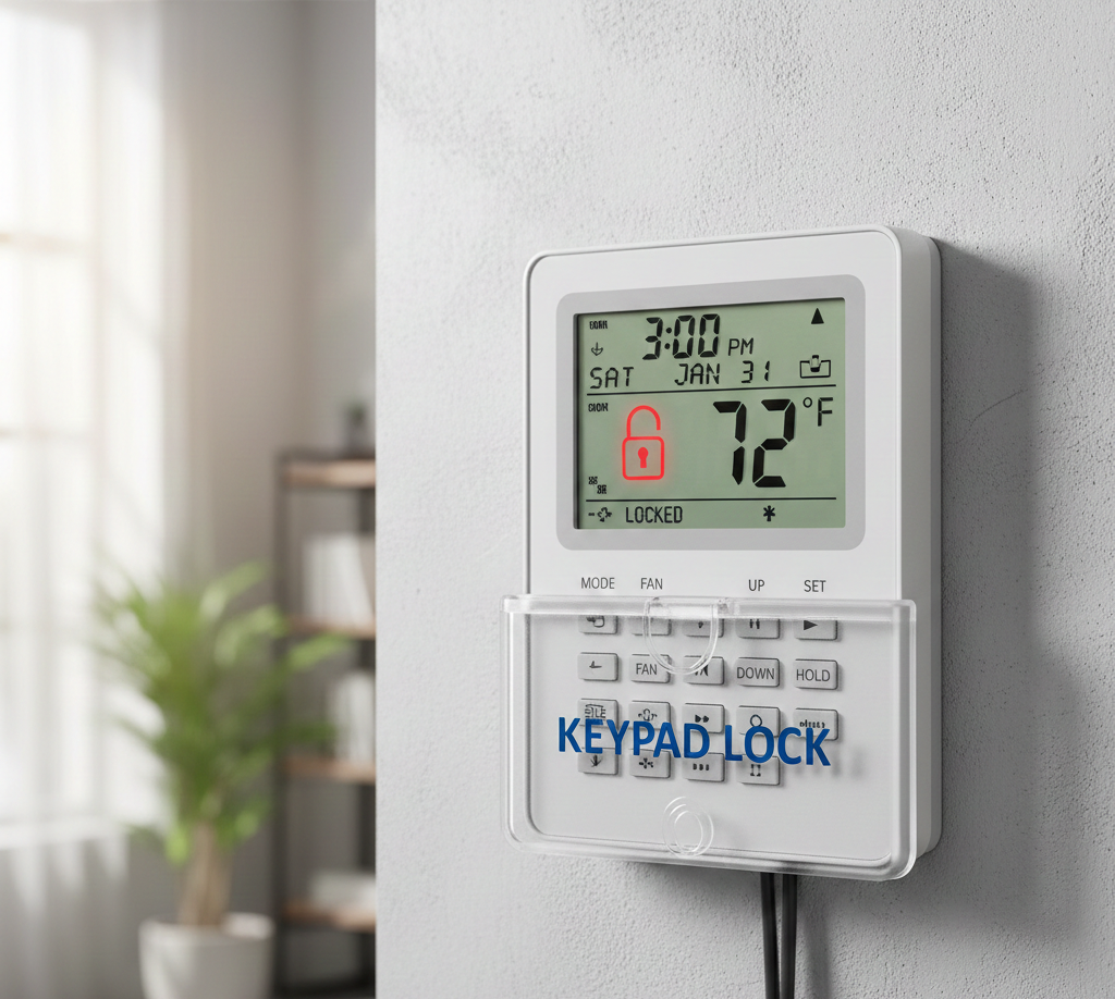programmable thermostat with keypad lock
