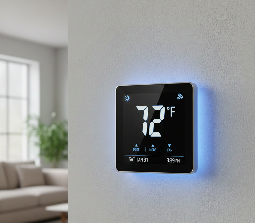 touchscreen thermostat with backlight