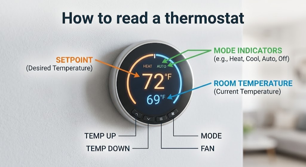 how to read a thermostat